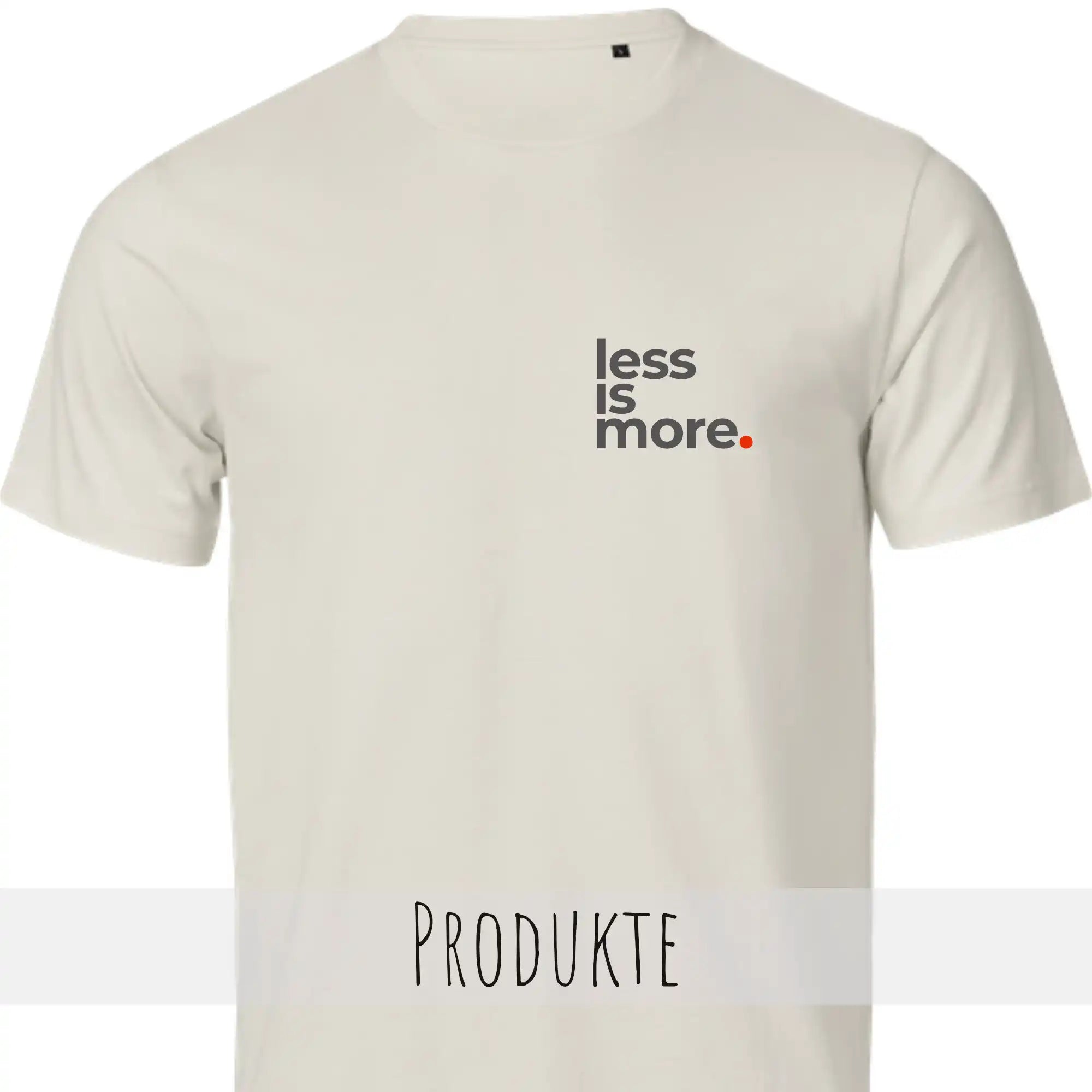 Das Bild zeigt das minimalistisch Design "less is more" von manoschirts.