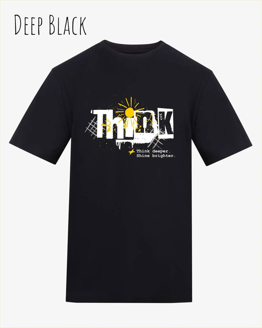 unisex baumwoll t shirt deep black mit think design