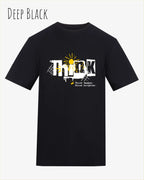 unisex baumwoll t shirt deep black mit think design