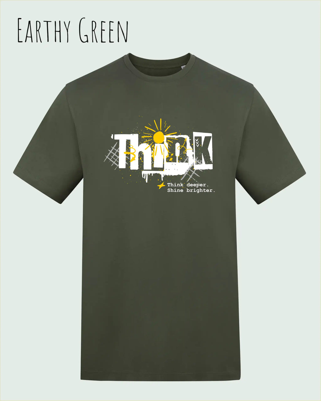 unisex baumwoll t shirt earthy green mit think design
