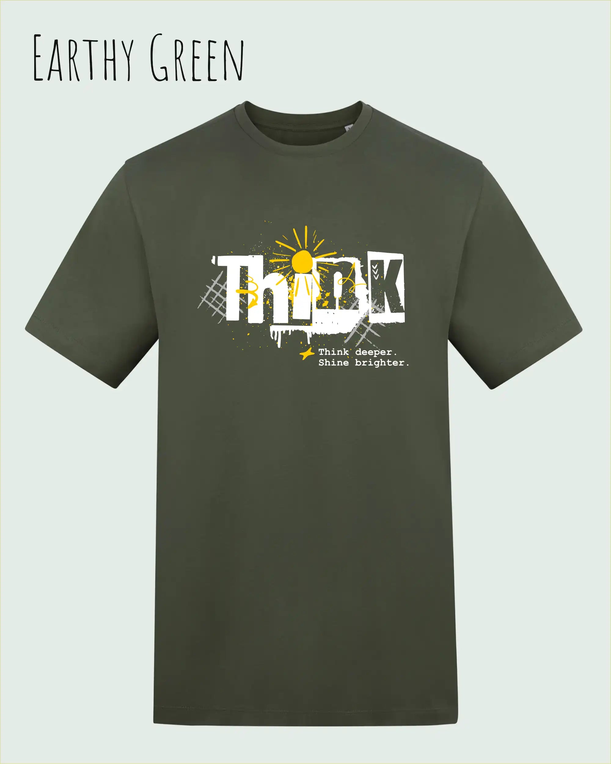 unisex baumwoll t shirt earthy green mit think design