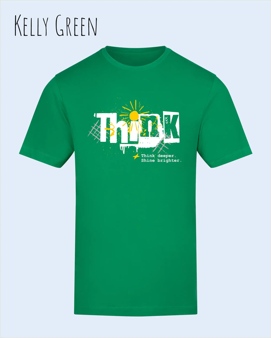 unisex baumwoll t shirt kellygreen mit think design