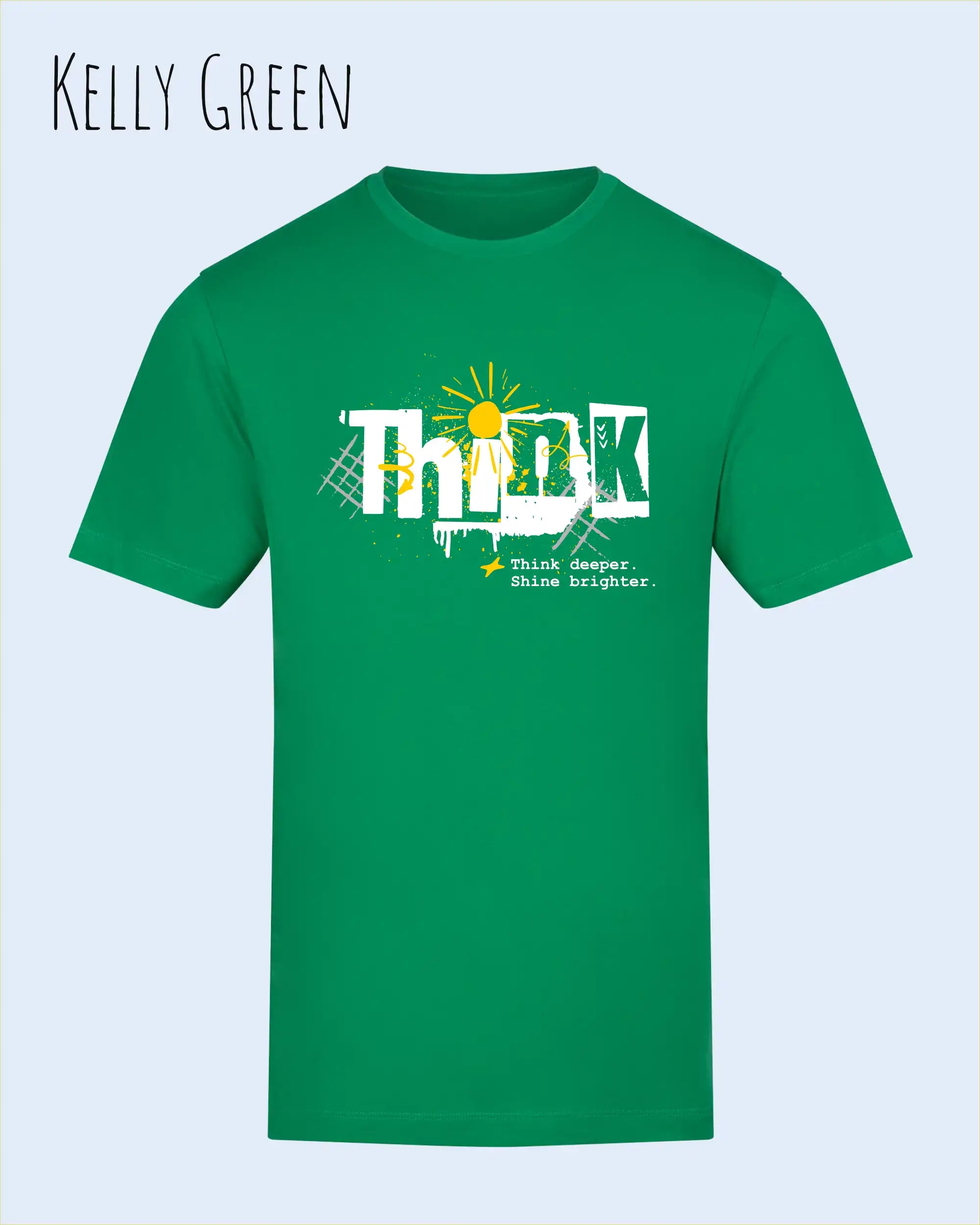unisex baumwoll t shirt kellygreen mit think design