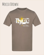 unisex baumwoll t shirt moccabraun mit think design