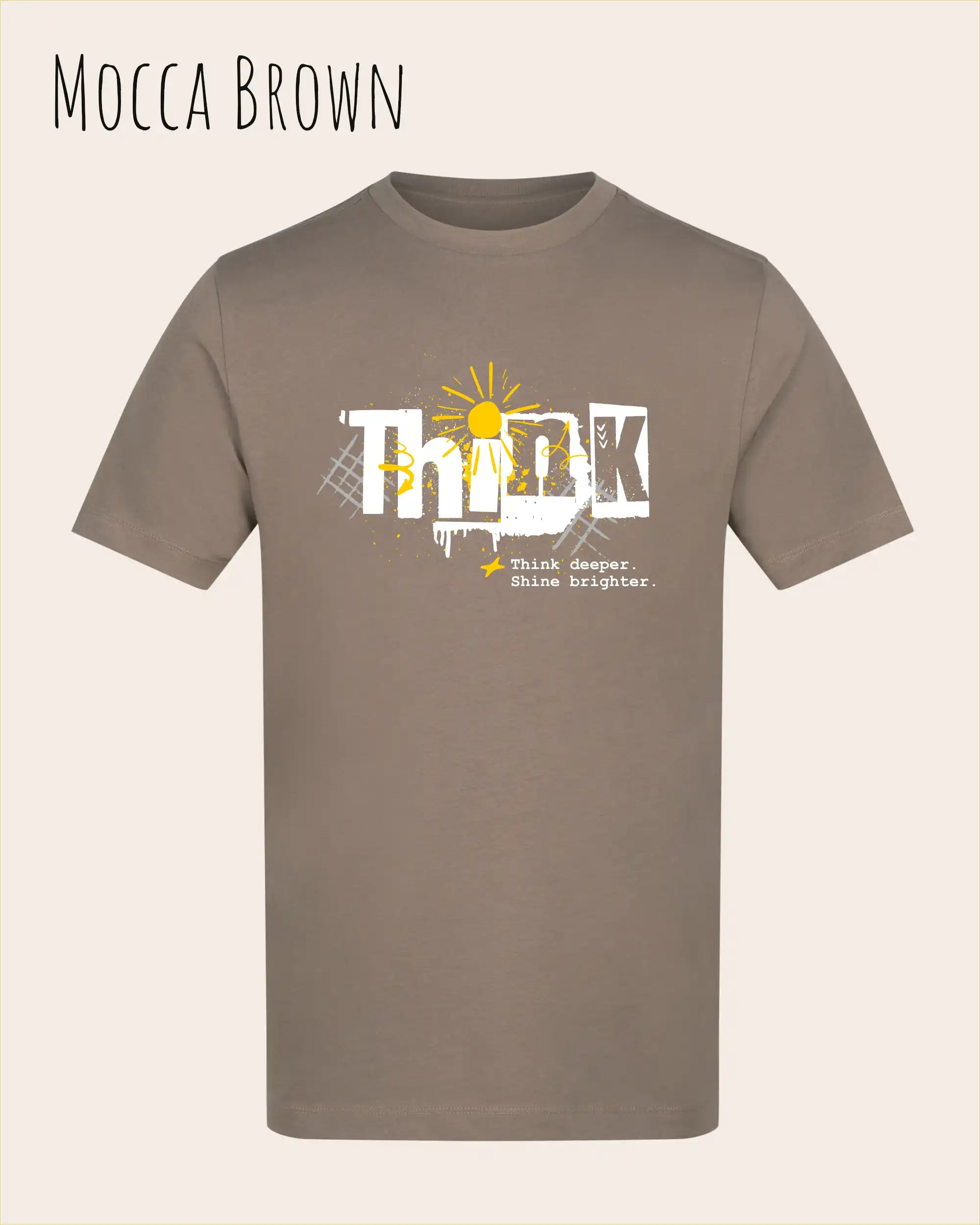 unisex baumwoll t shirt moccabraun mit think design