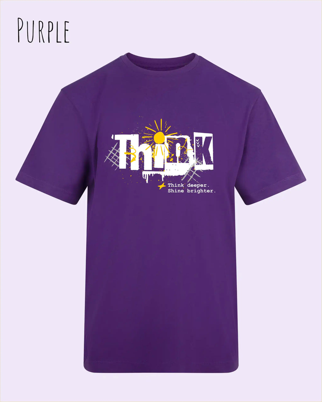 unisex baumwoll t shirt purple mit think design