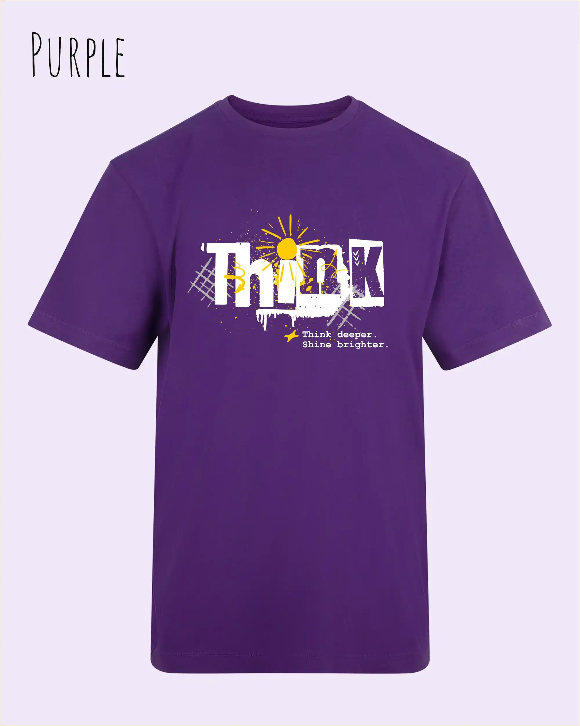 unisex baumwoll t shirt purple mit think design