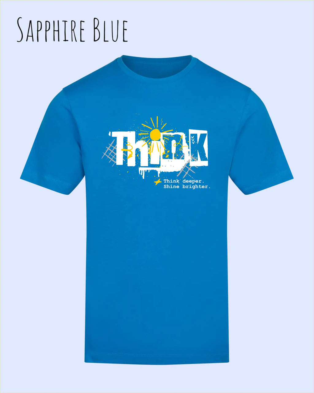 unisex baumwoll t shirt sapphire blue mit think design