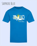unisex baumwoll t shirt sapphire blue mit think design