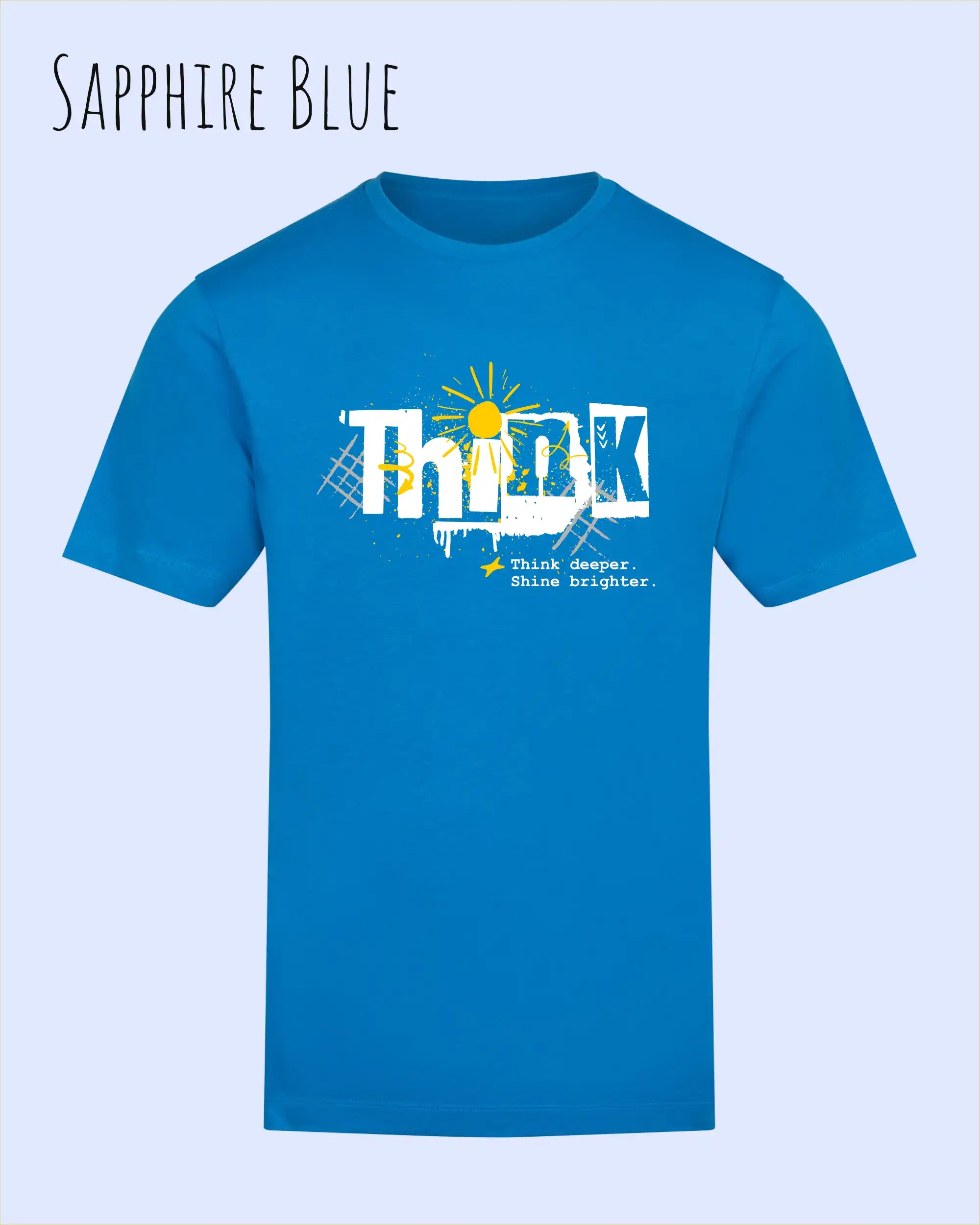 unisex baumwoll t shirt sapphire blue mit think design