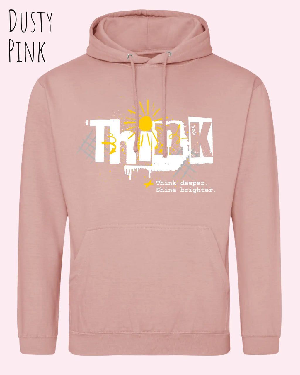 nisex basic hoodie dusty pink aus weicher baumwollmischung mit think design