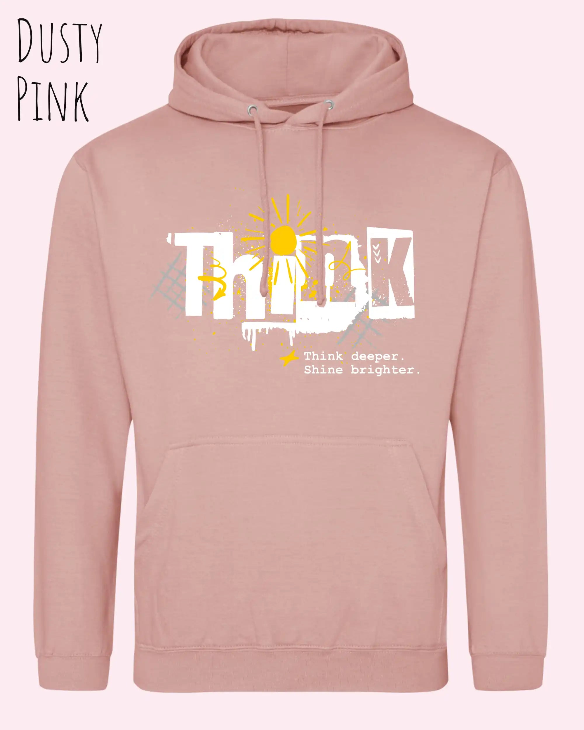 nisex basic hoodie dusty pink aus weicher baumwollmischung mit think design