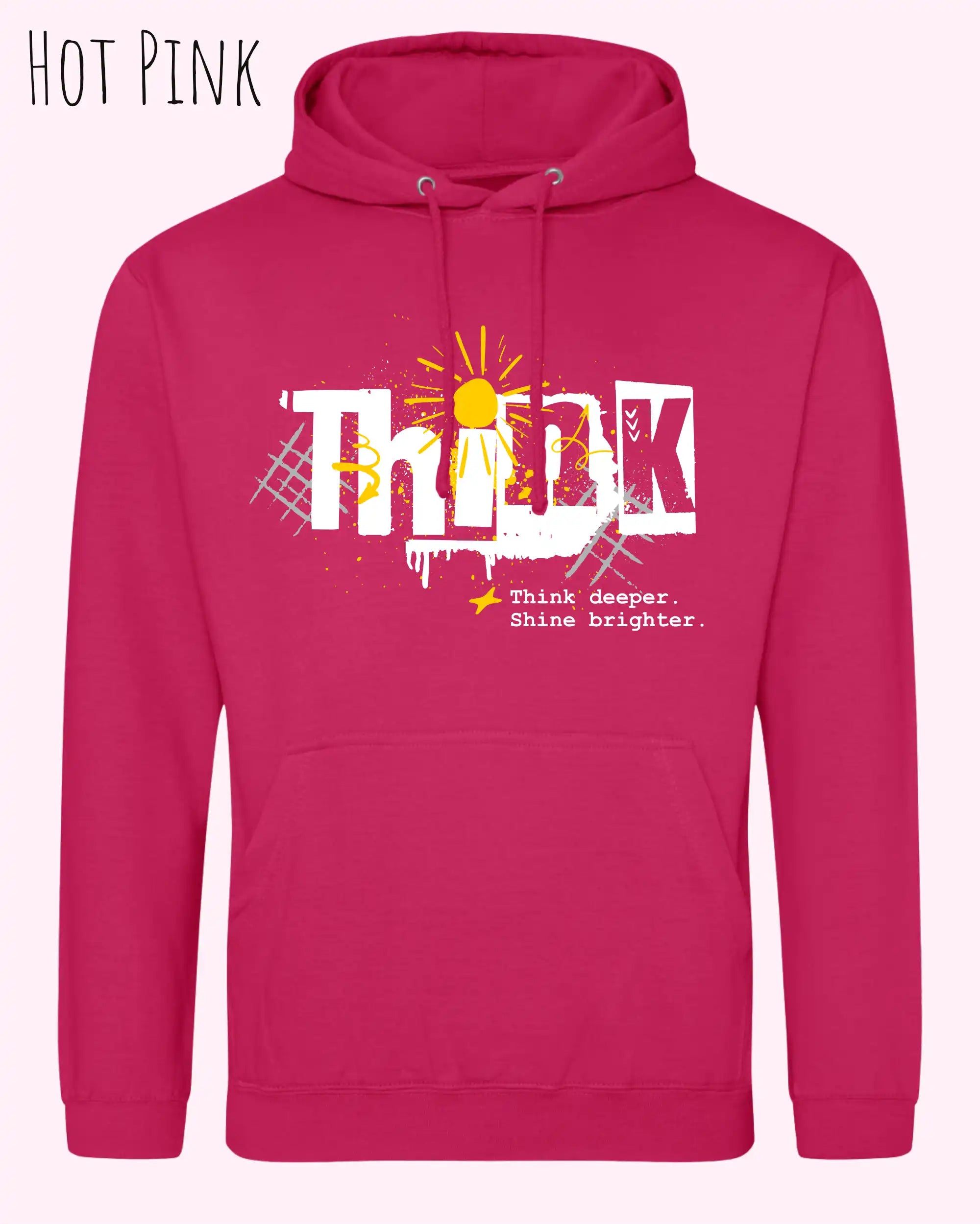 unisex basic hoodie hot pink aus weicher baumwollmischung mit think design