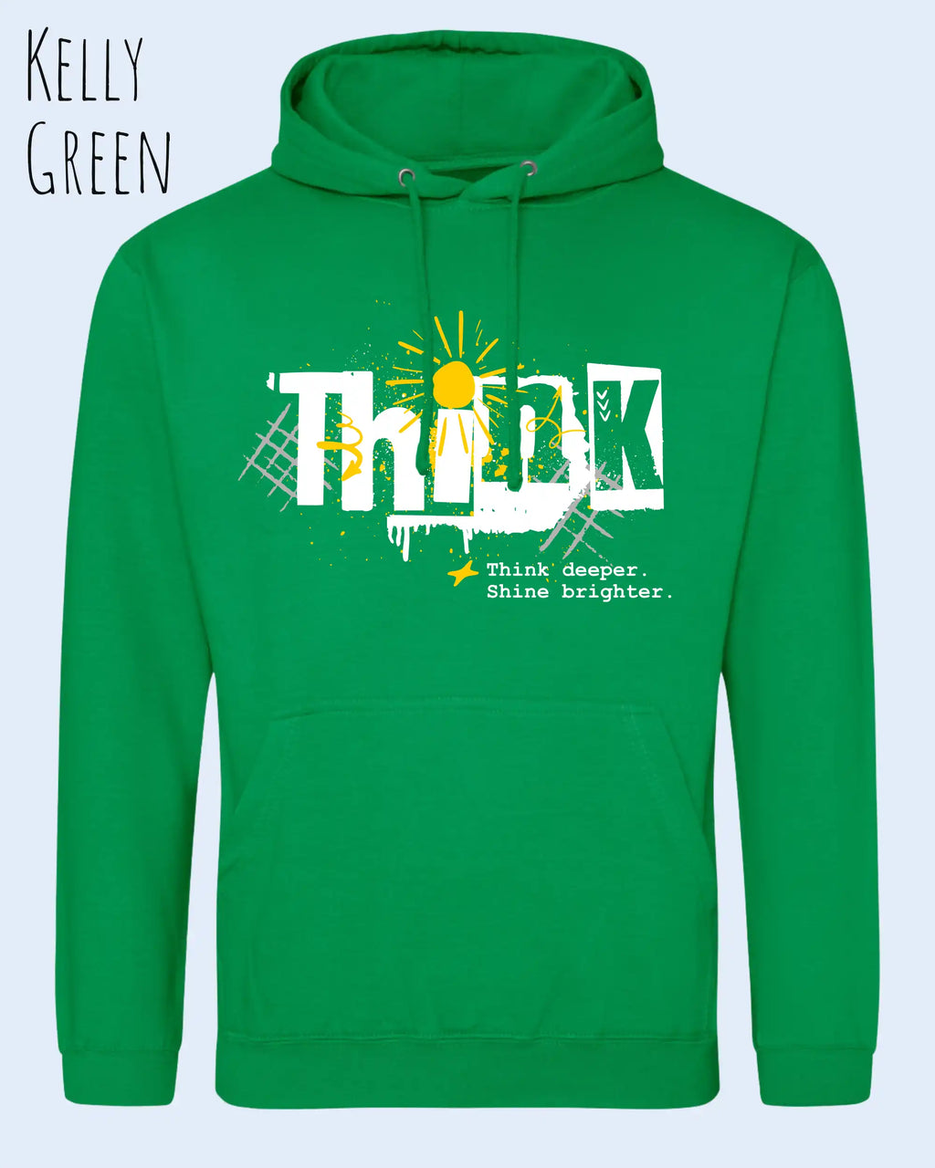 unisex basic hoodie kelly green aus weicher baumwollmischung mit think design
