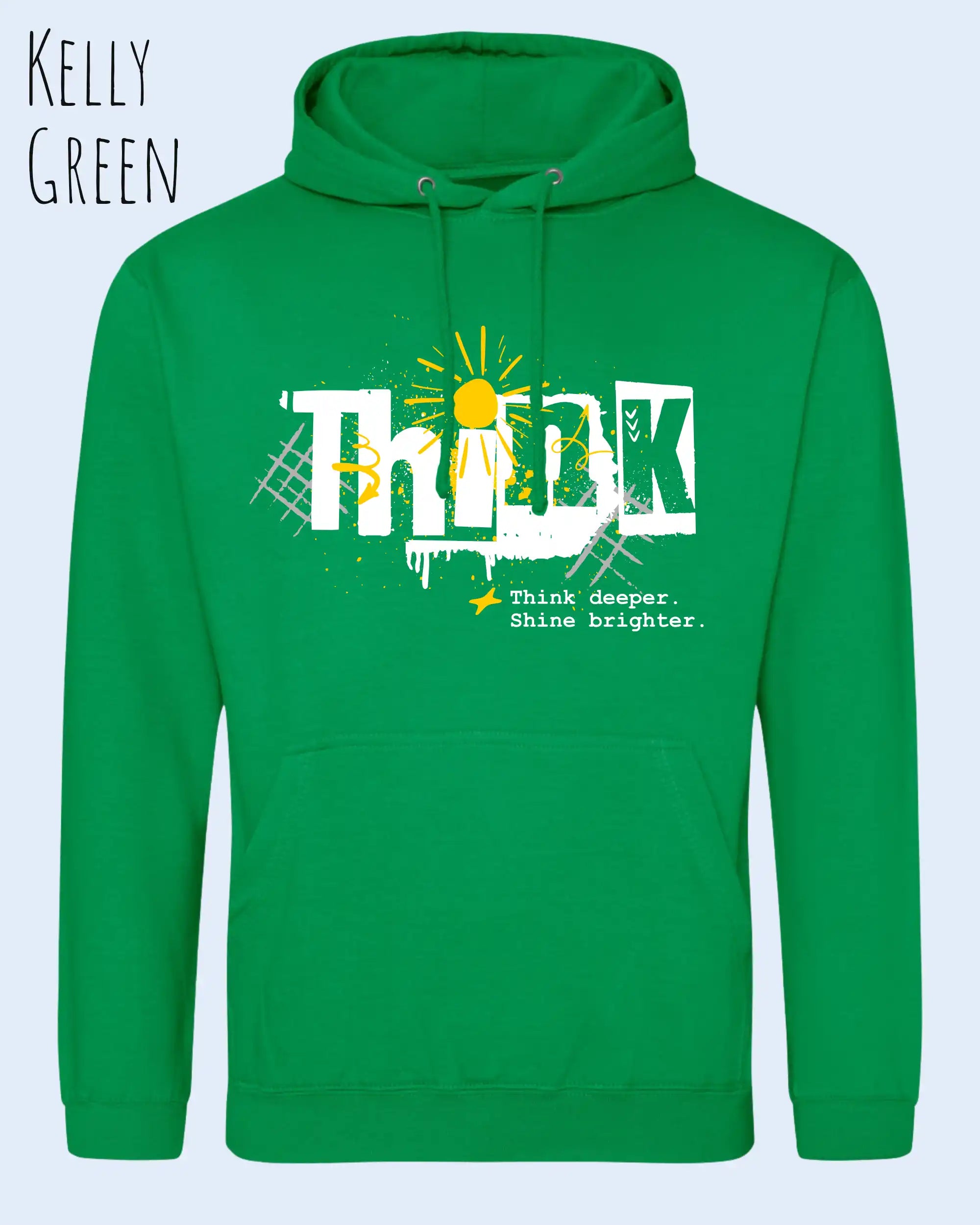 unisex basic hoodie kelly green aus weicher baumwollmischung mit think design
