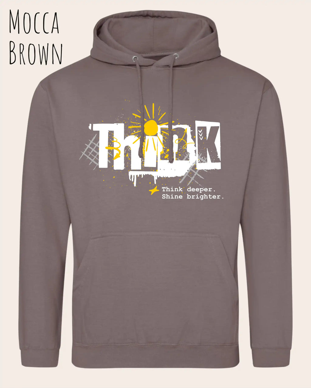 unisex basic hoodie mock brown aus weicher baumwollmischung mit think design
