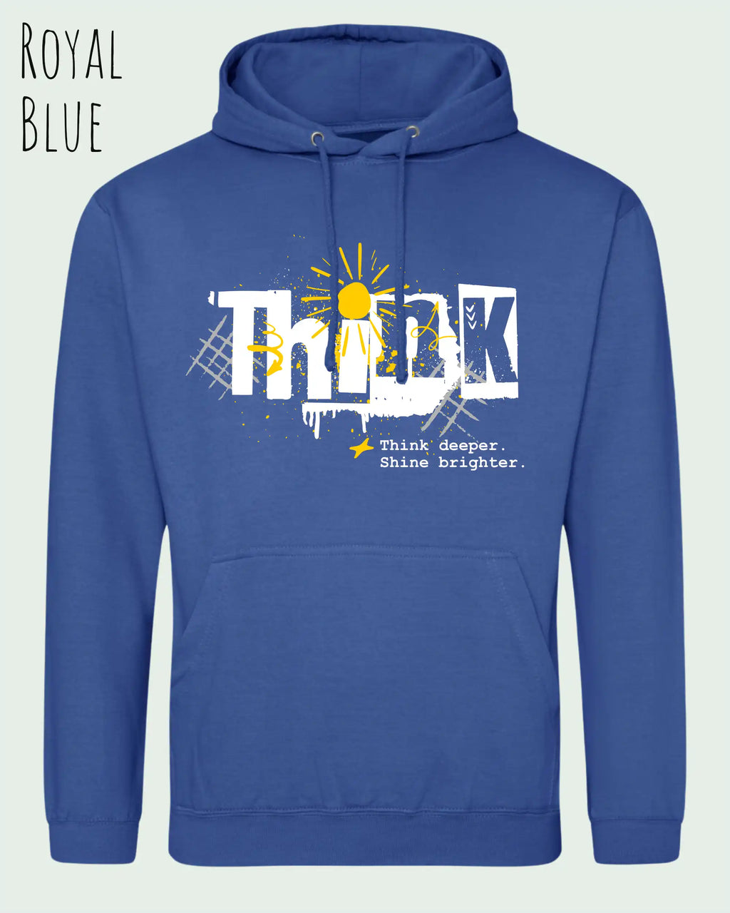 unisex basic hoodie royal blue aus weicher baumwollmischung mit think design
