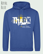 unisex basic hoodie royal blue aus weicher baumwollmischung mit think design
