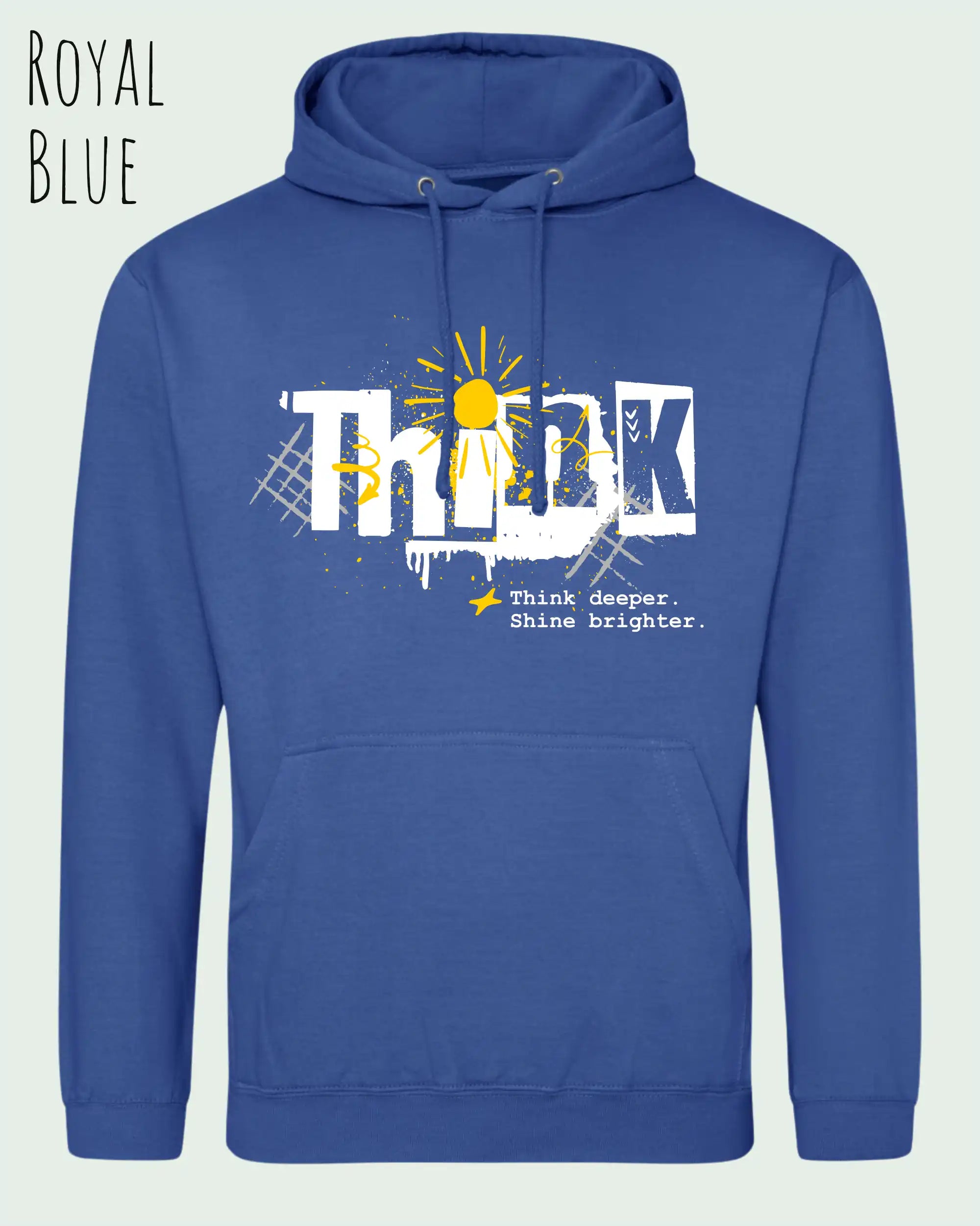 unisex basic hoodie royal blue aus weicher baumwollmischung mit think design

