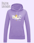 damen hoodie digital lavender  im feminine fit aus weicher baumwollmischung mit design think