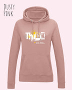 damen hoodie dusty pink im feminine fit aus weicher baumwollmischung mit design think