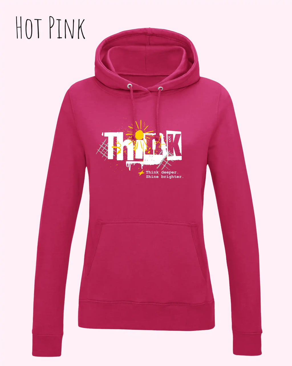 damen hoodie hot pink im feminine fit aus weicher baumwollmischung mit design think