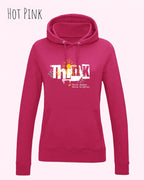 damen hoodie hot pink im feminine fit aus weicher baumwollmischung mit design think