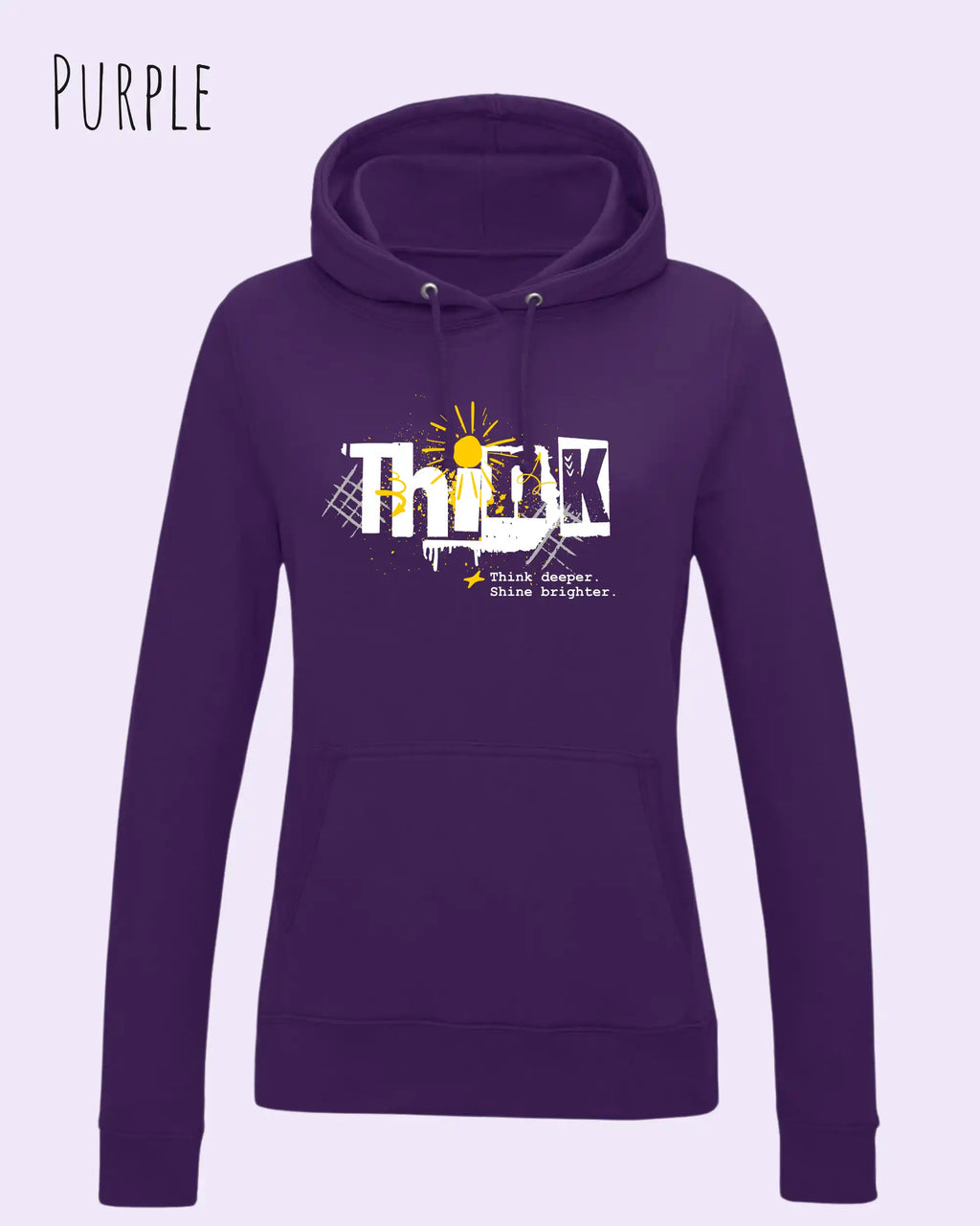 damen hoodie purple im feminine fit aus weicher baumwollmischung mit design think
