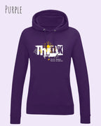damen hoodie purple im feminine fit aus weicher baumwollmischung mit design think