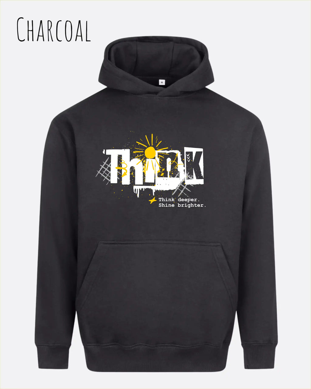 unisex streetwear hoodie charcoal im oversize fit mit design think