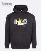 unisex streetwear hoodie charcoal im oversize fit mit design think