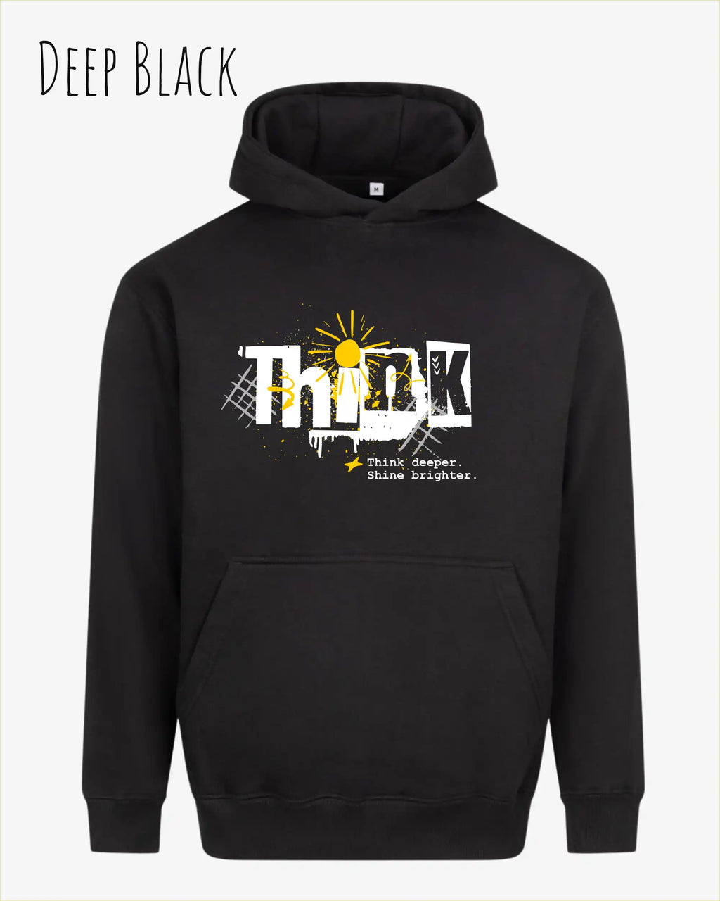 unisex streetwear hoodie deep black im oversize fit mit design think