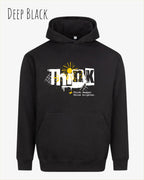 unisex streetwear hoodie deep black im oversize fit mit design think