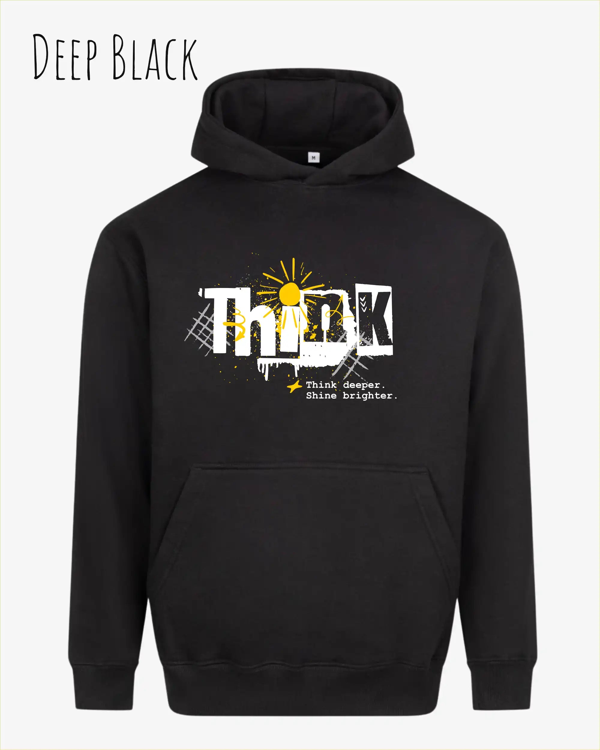 unisex streetwear hoodie deep black im oversize fit mit design think
