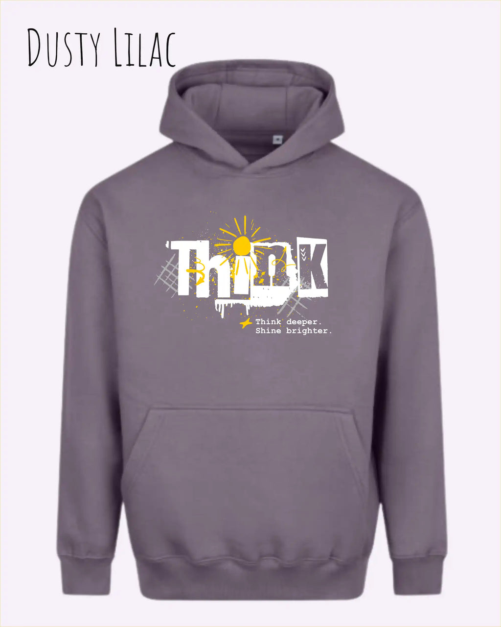 unisex streetwear hoodie dusty lilac im oversize fit mit design think