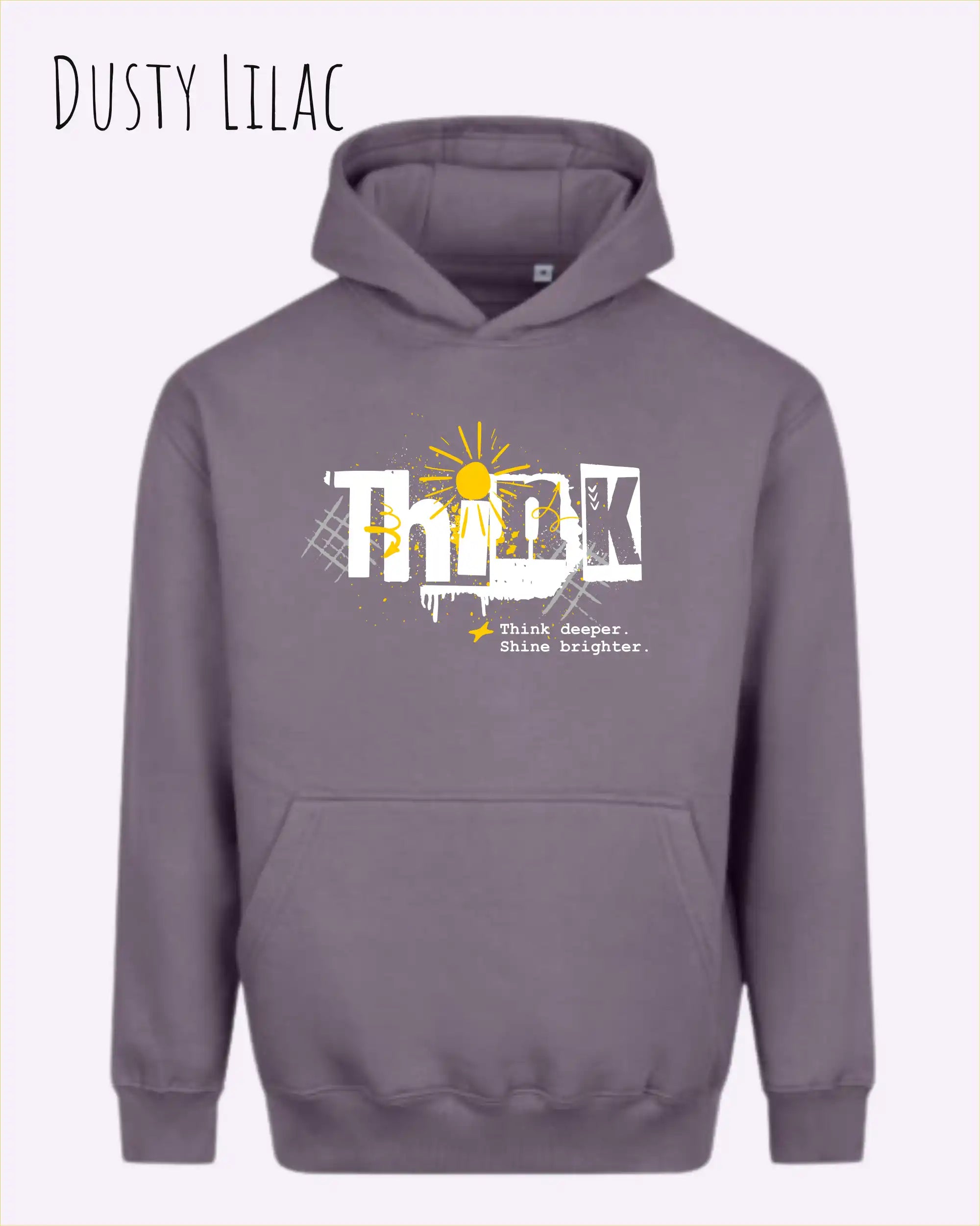 unisex streetwear hoodie dusty lilac im oversize fit mit design think
