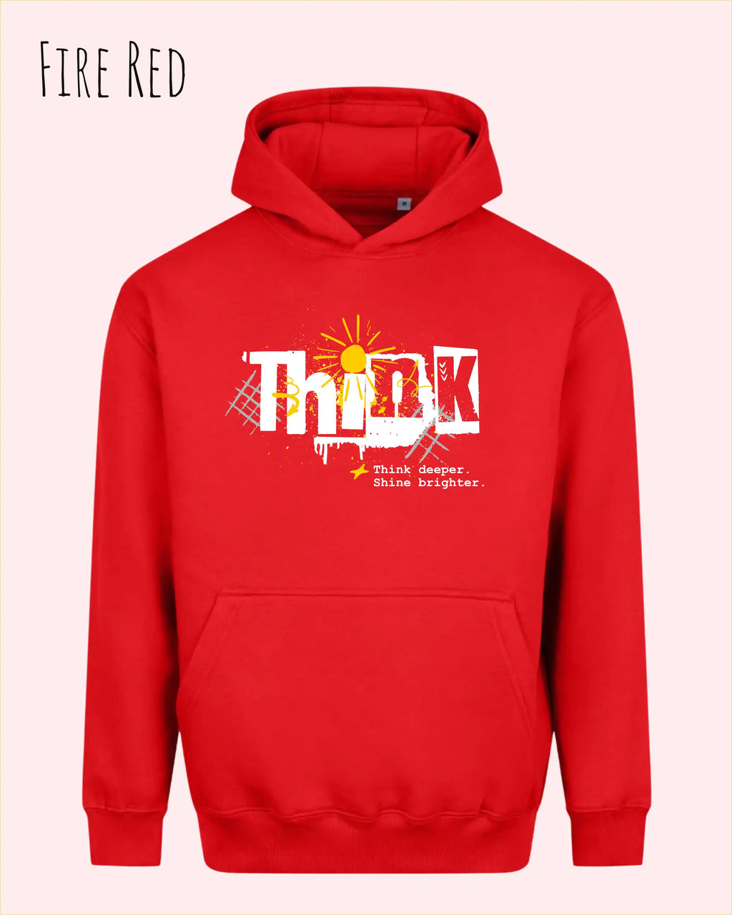 unisex streetwear hoodie fire red im oversize fit mit design think