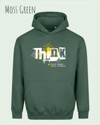 unisex streetwear hoodie moss green im oversize fit mit design think