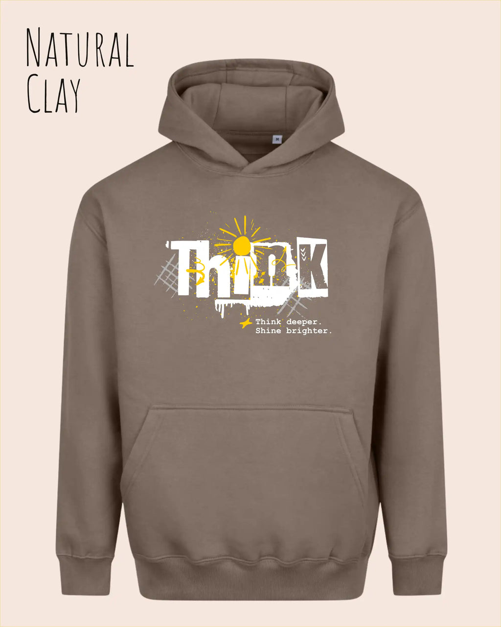 unisex streetwear hoodie natural clay im oversize fit mit design think