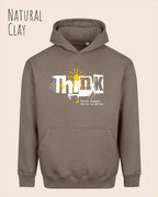unisex streetwear hoodie natural clay im oversize fit mit design think