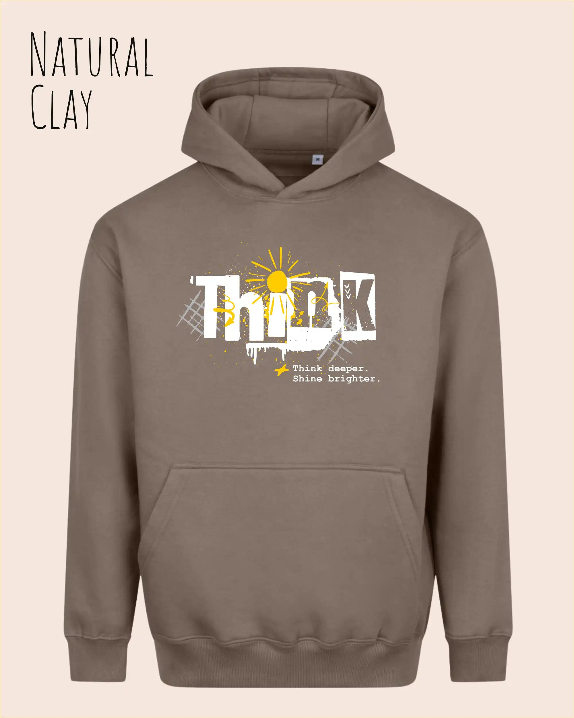 unisex streetwear hoodie natural clay im oversize fit mit design think