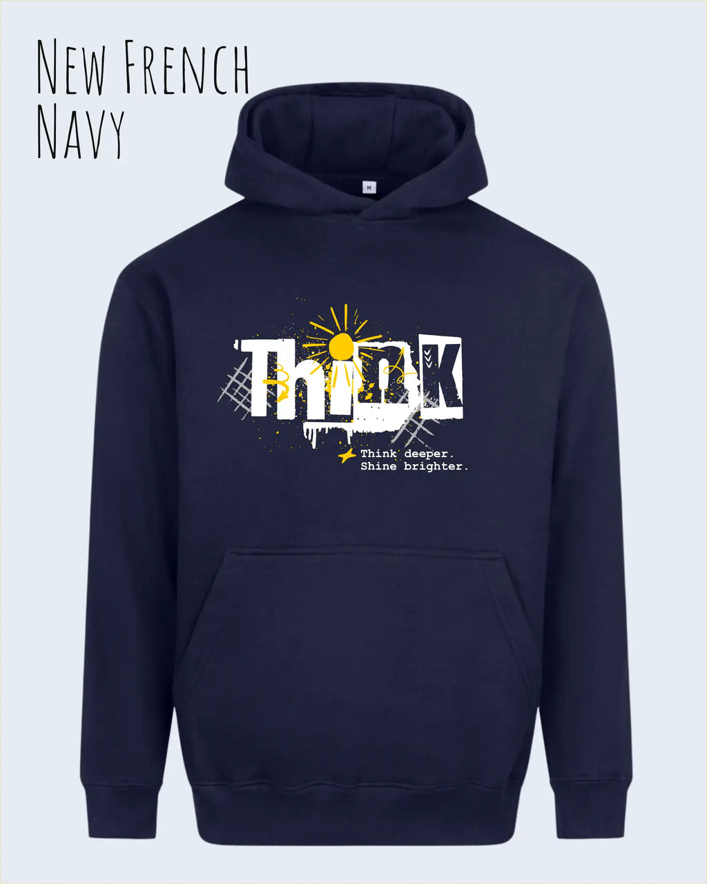 unisex streetwear hoodie new French navy im oversize fit mit design think
