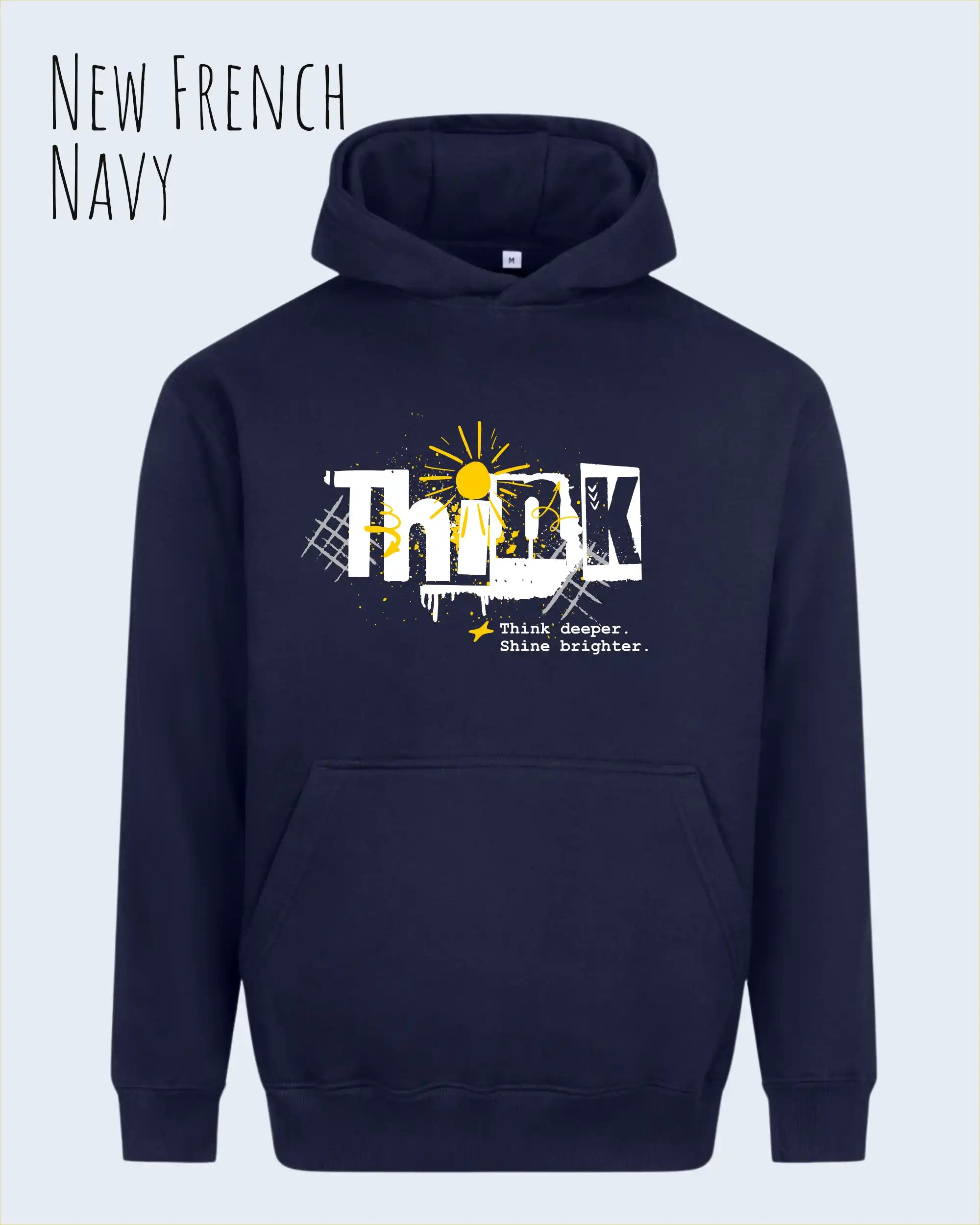 unisex streetwear hoodie new French navy im oversize fit mit design think