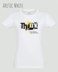 die Abbildung zeigt das design-t-shirt SOL’S Imperial Women 11502 in der farbe arctic white mit dem Motiv "think deeper shine brighter".