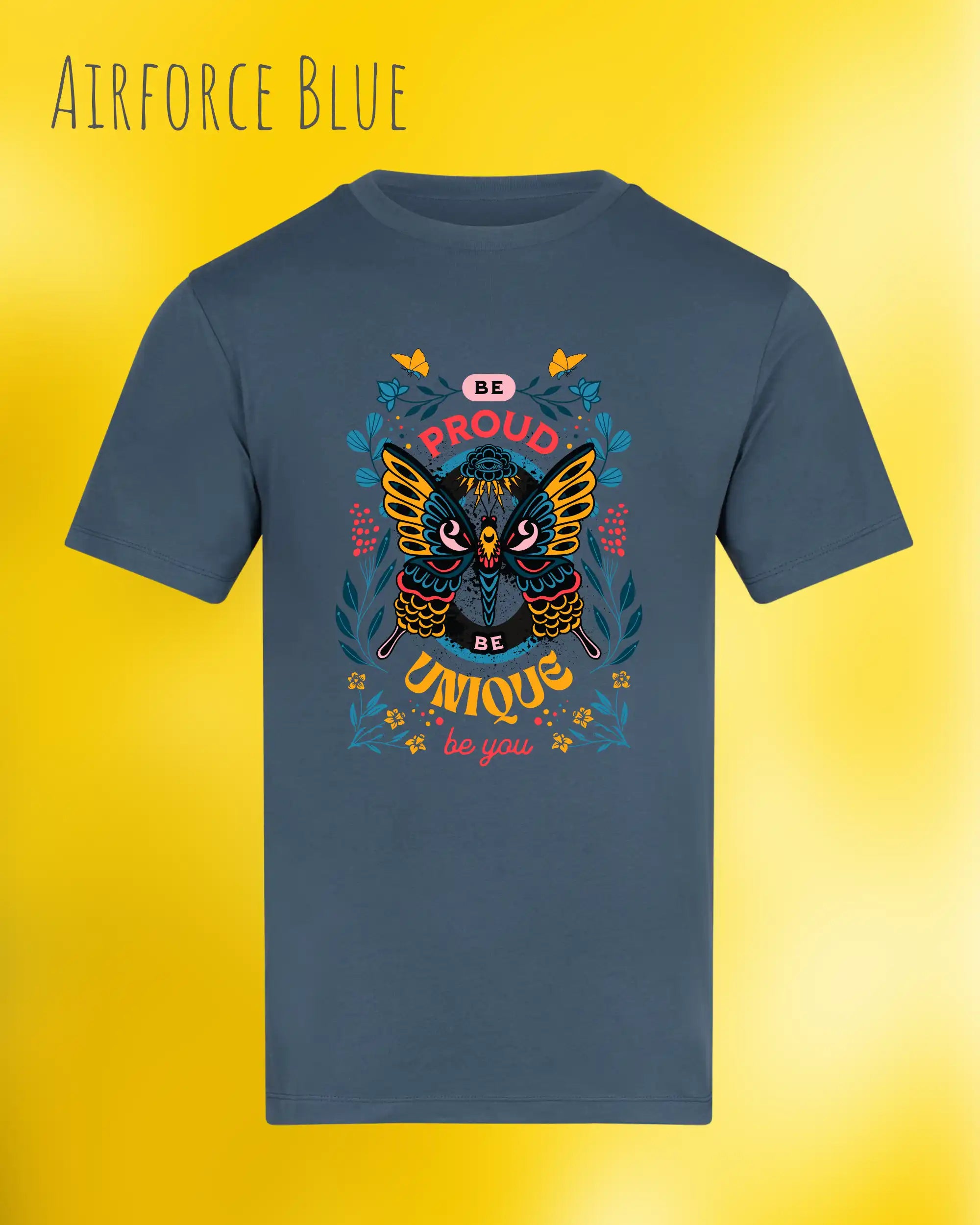 unisex baumwoll t shirt airfare blue mit be proud design
