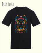 unisex baumwoll t shirt deep black mit be proud design
