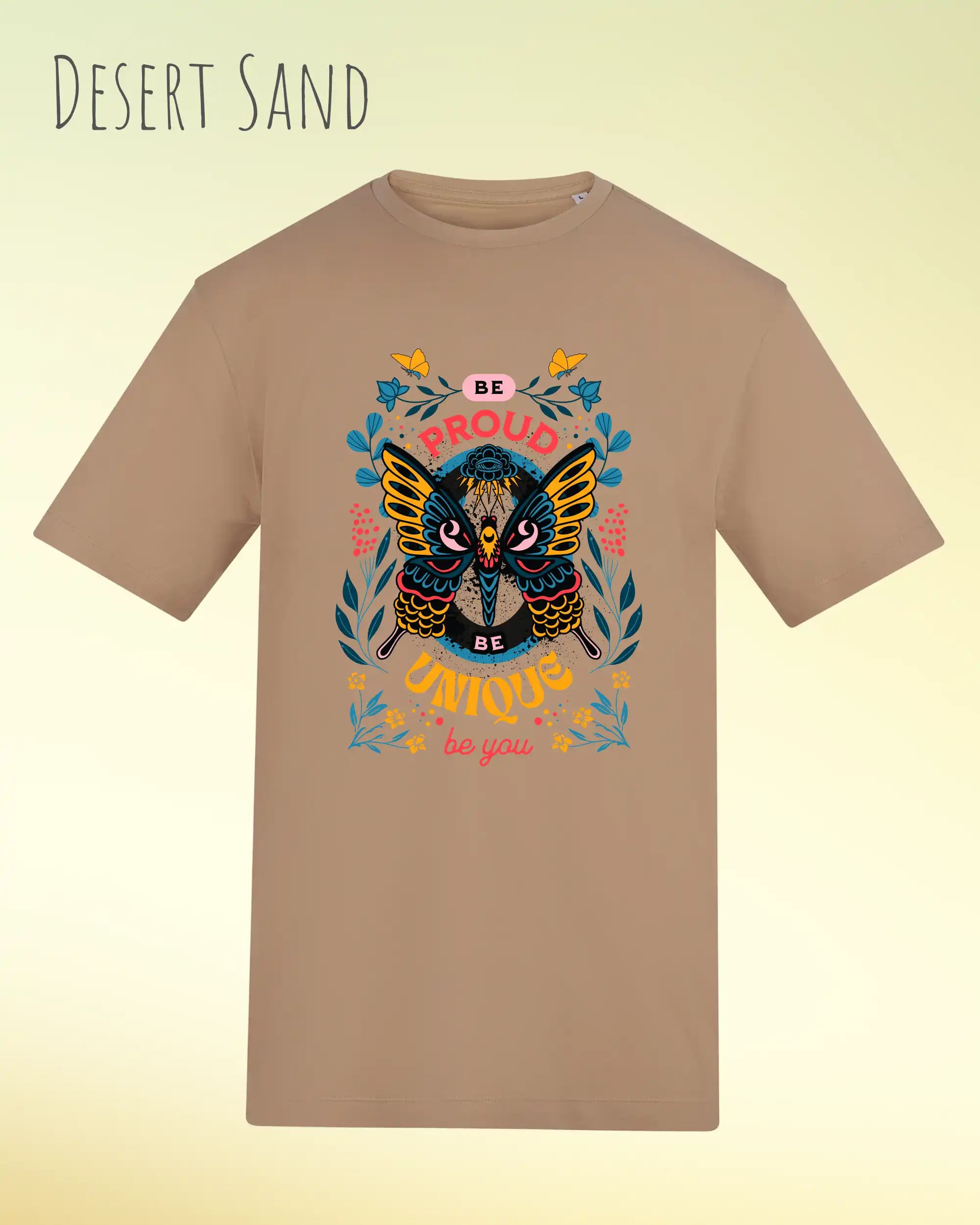 unisex baumwoll t shirt desert sand mit be proud design
