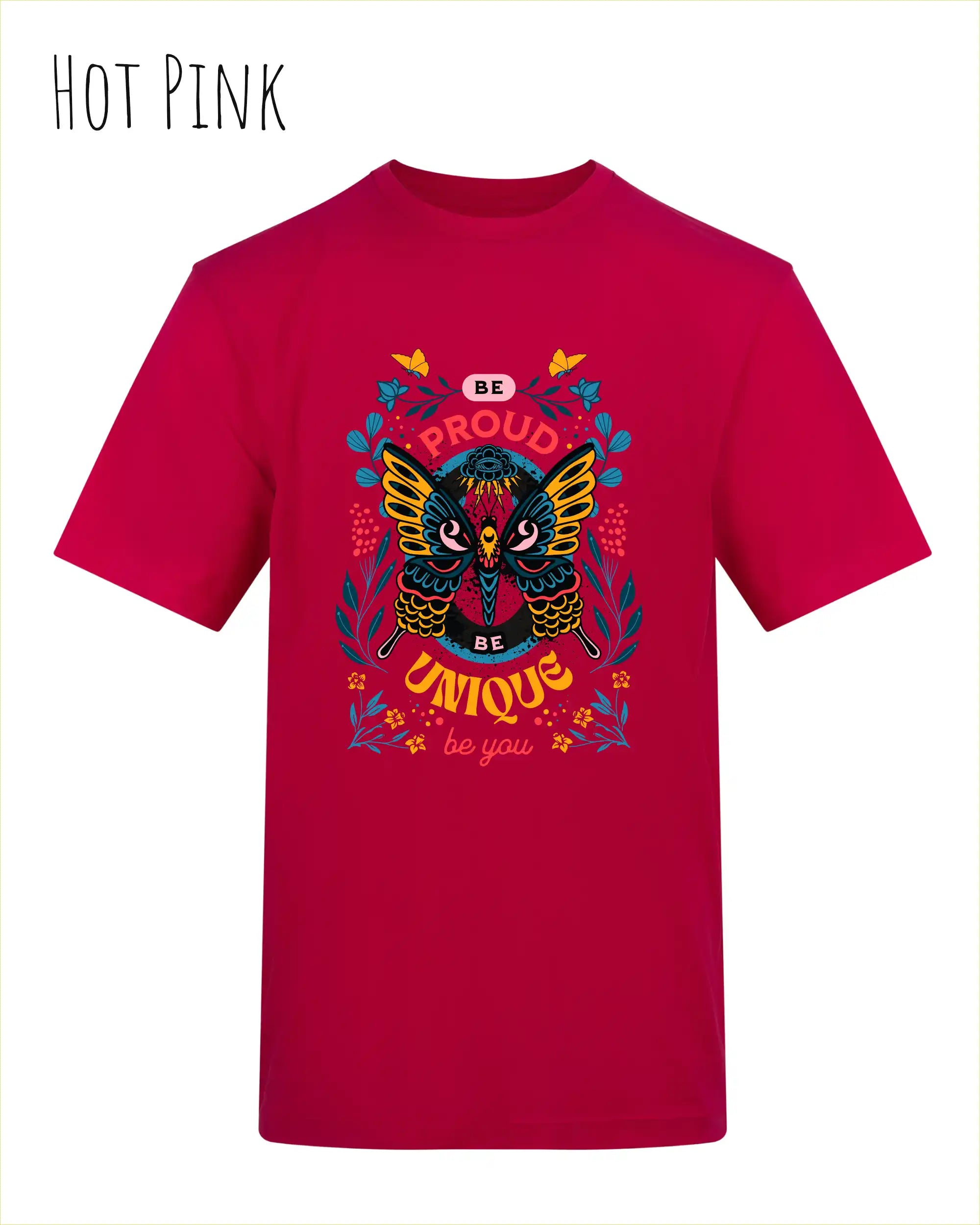 unisex baumwoll t shirt hot pink mit be proud design
