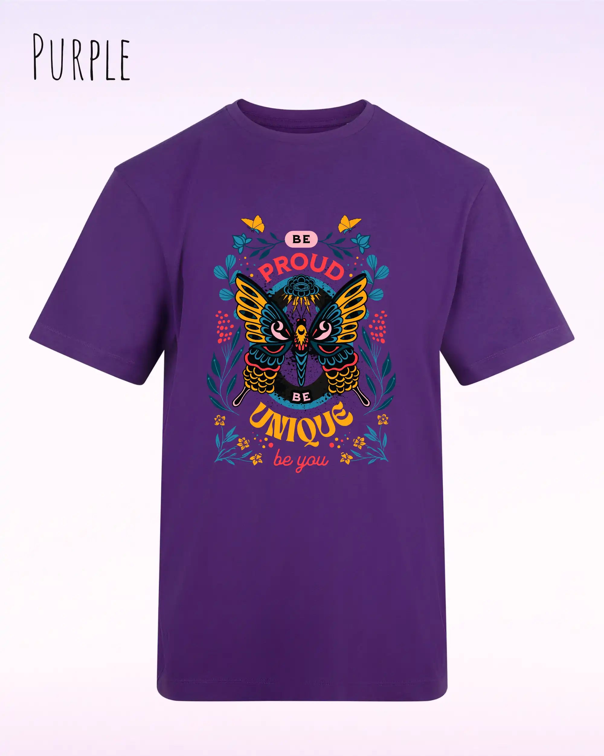 unisex baumwoll t shirt purple mit be proud design
