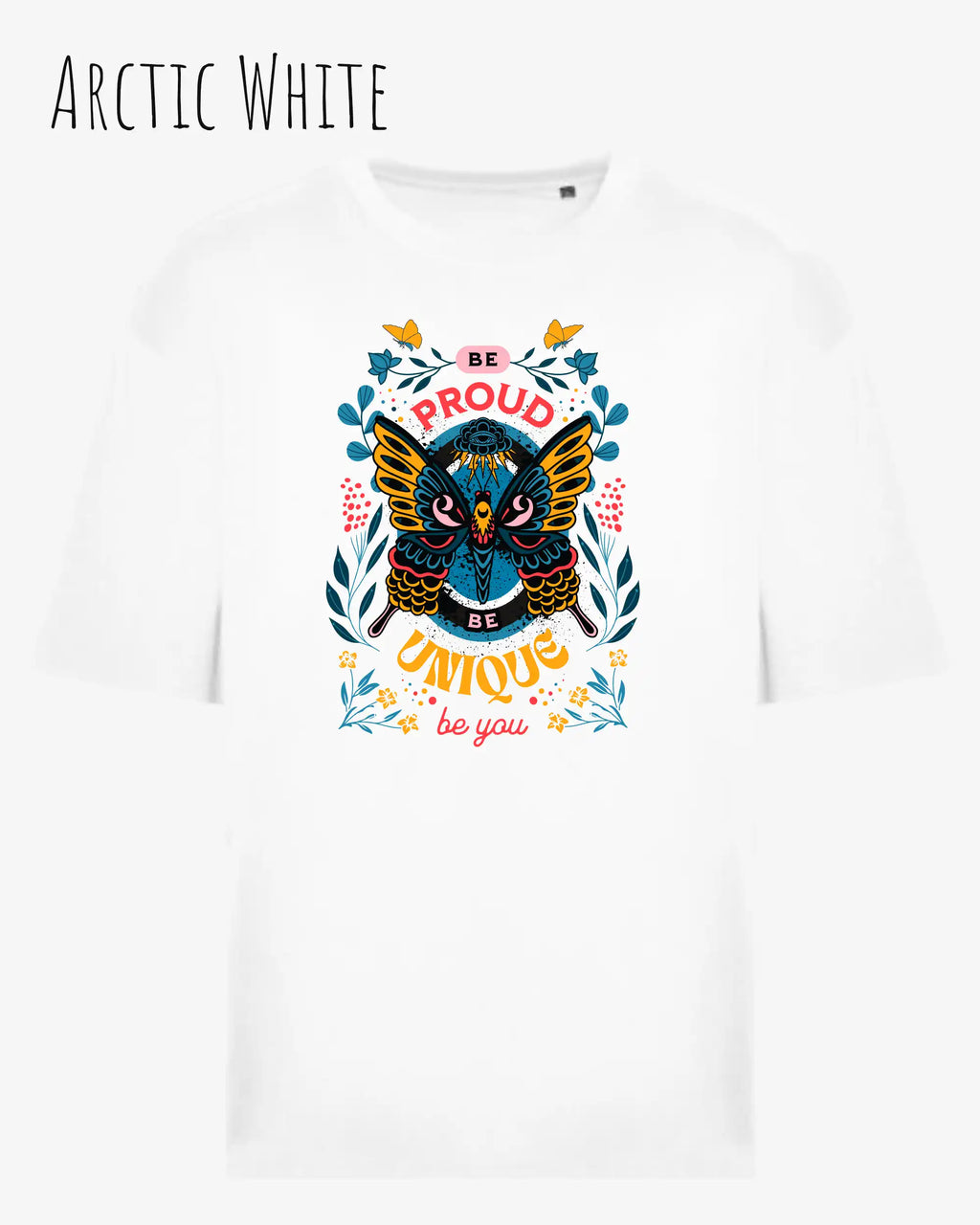 Heavyweight Oversized T-Shirt – AWDis 240 T – Unisex - farbe arctic white - design be proud be you